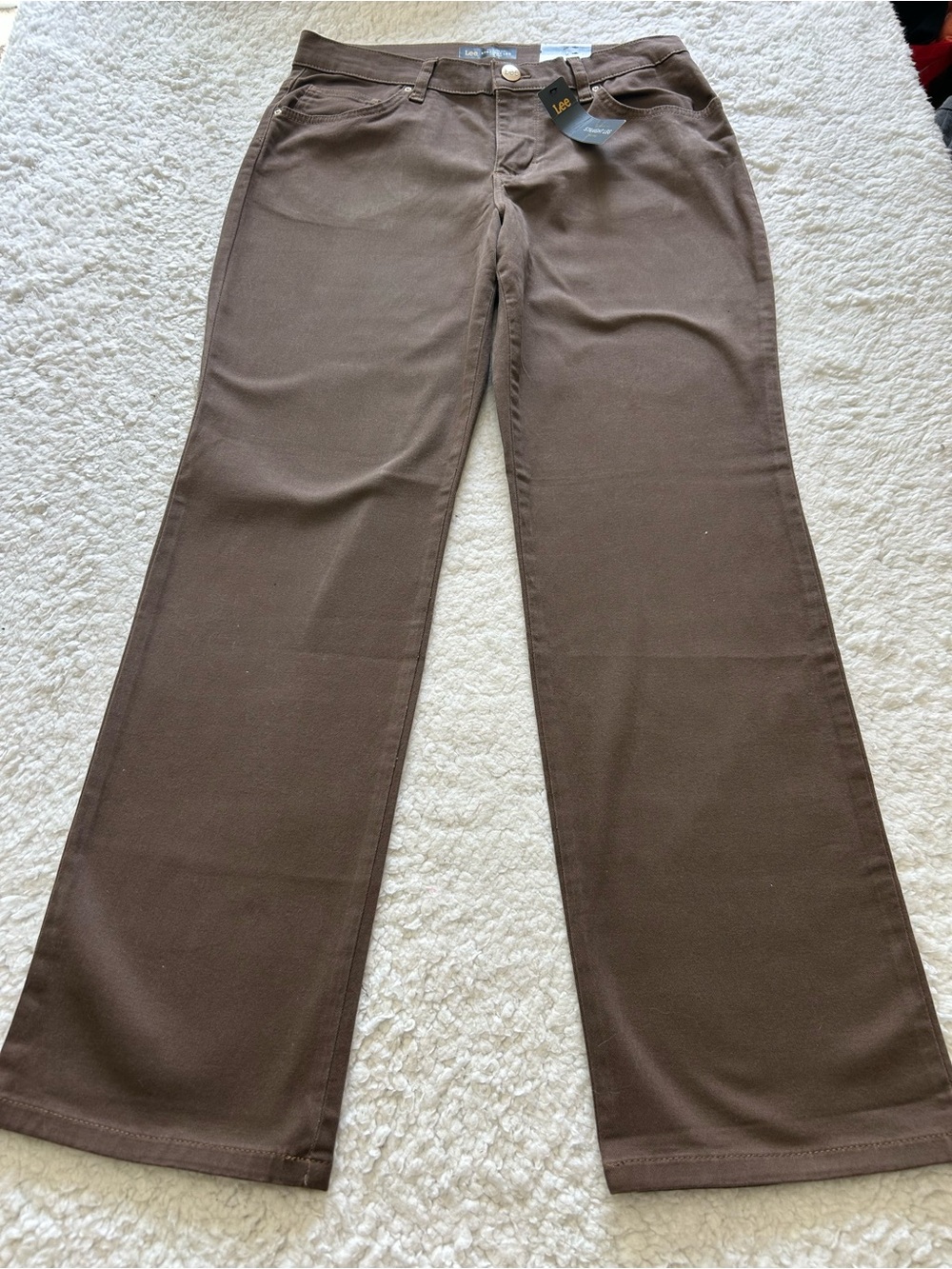 Lee Straight Leg Brown Jeans with Brass Button